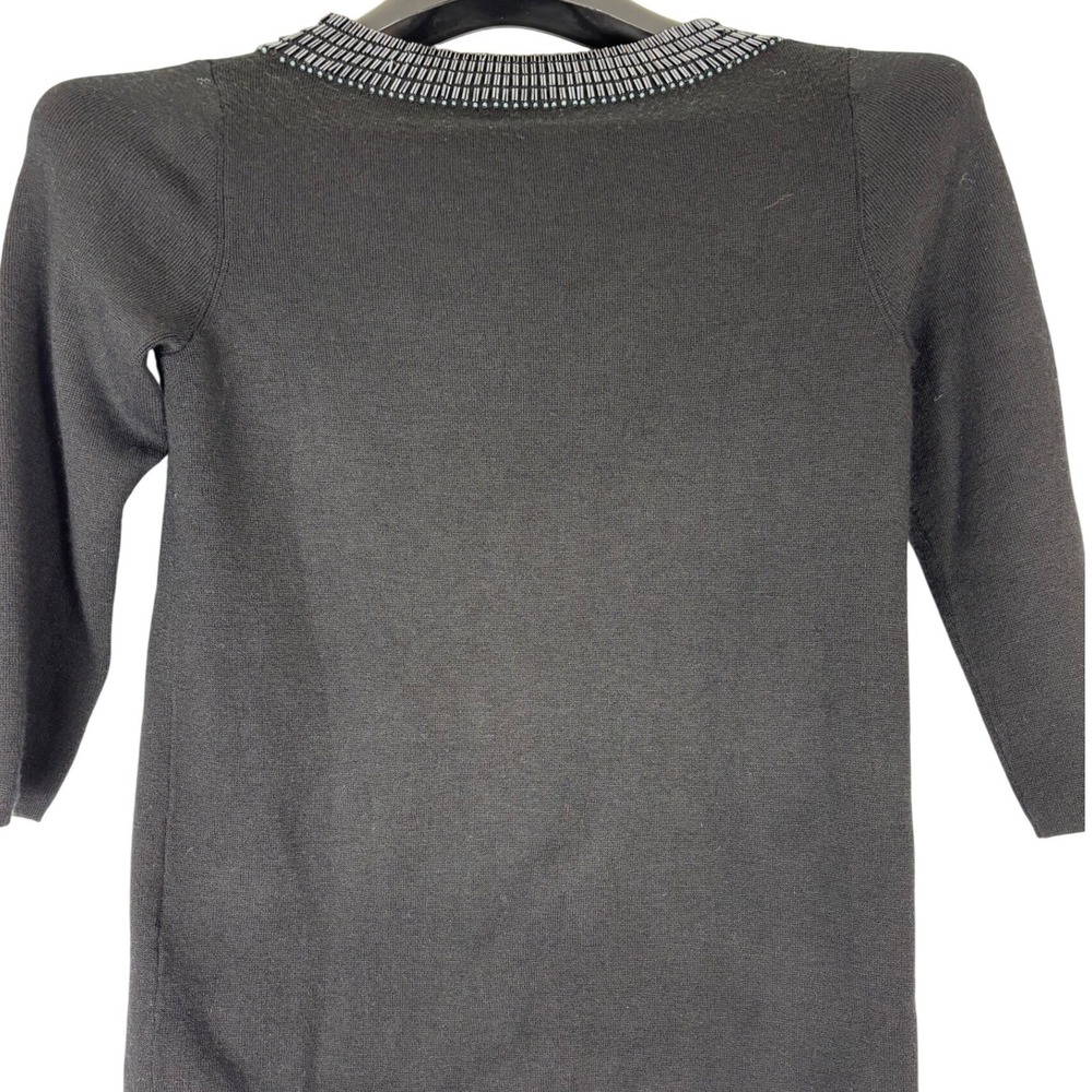 Boden Womens Sweater Size 6 Black Beaded Wool‎ Blend Holiday Chic Luxury Sparkle - Picture 7 of 7